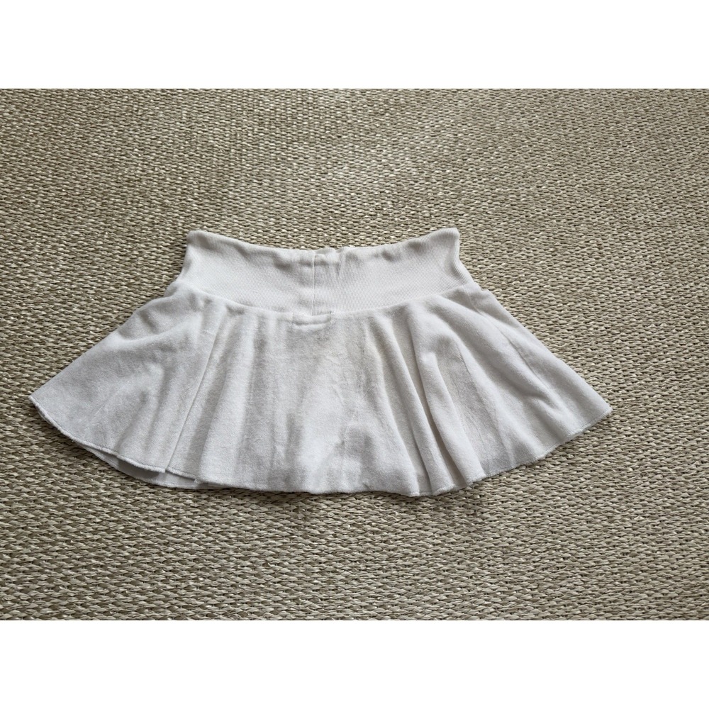 Vintage Y2K Self Esteem White Terry Toweling Mini Skirt M Short Flouncy Festival - Picture 2 of 7